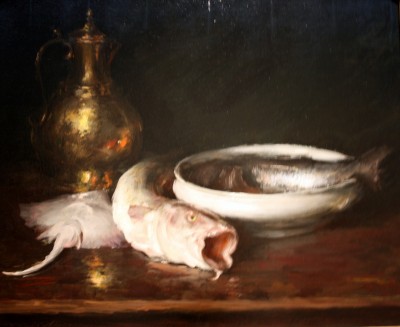 oil painting of a fish by William Merritt Chase