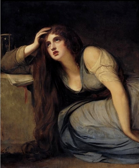 George Romney<br /><br /><br />
Lady Hamilton as the Magdalene</p><br /><br />
<p>&#8220;Nothing was more curious than the faculty that Lady Hamilton had acquired of suddenly imparting to all her features the expression of sorrow or joy, and of posing in a wonderful manner in order to represent different characters. Her eyes alight with animation, her hair strewn about her, she displayed to you a delicious bacchanale, then all at once her face expressed sadness, and you saw an admirable repentant Magdalene.&#8221; – Élisabeth Vigée-Lebrun<br /><br /><br />
