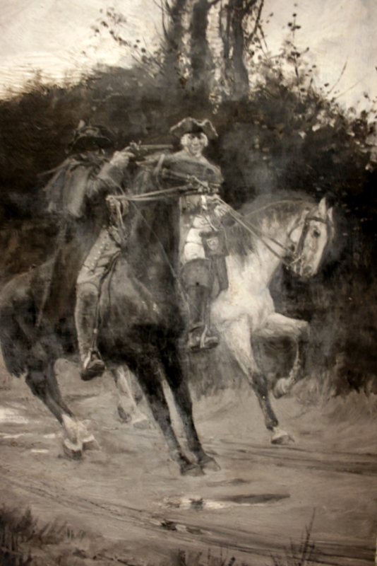 Dick Turpin by Howard Pyle -- the hazy whiteness around the horsemen is me reflected in the glass